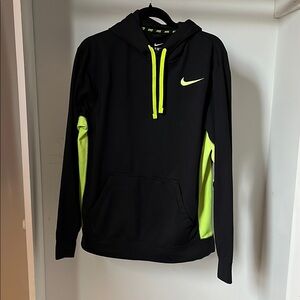 Nike Black and Neon Green Hoodie